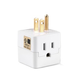 3 Outlet Wall Adapter UL Listed 3 Outlet Power Cube Tap, 3-Prong Outlet Splitter, Multi Plug Outlet Grounded Indoor, 3 Way Plug Adapter, Outlet Extender for Home or Travel (White, 1 Pack)