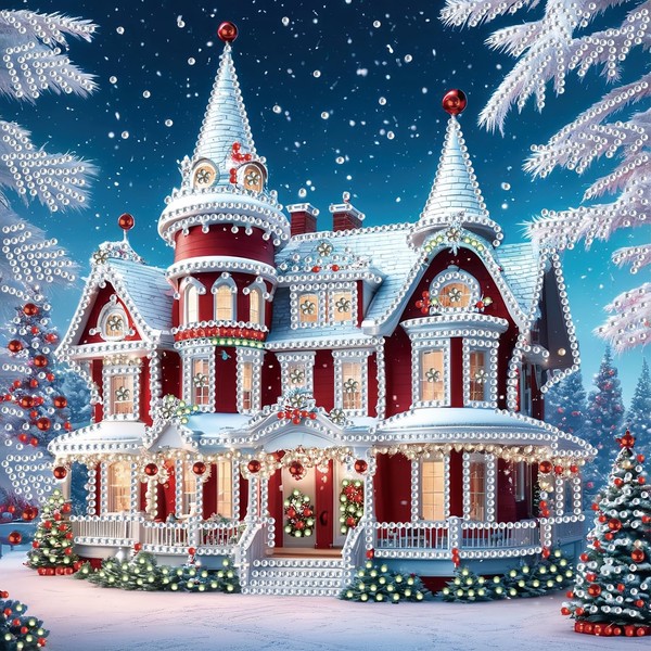5D Diamond Art Kits for Adults,Christmas House Special Shape Diamond
