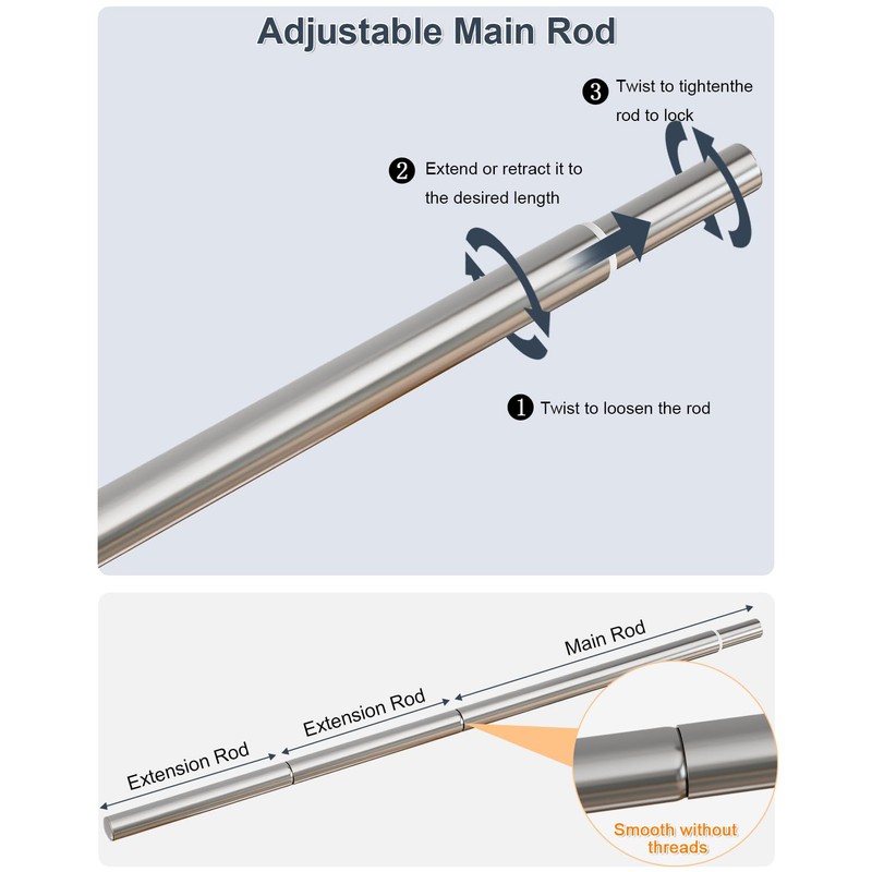Hanging Closet Rod, Adjustable Width and Height Closet Rods Extender,
