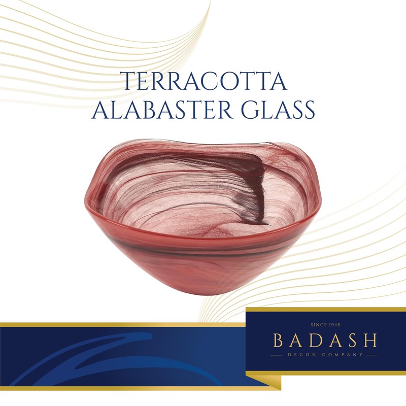 Badash Terracotta Alabaster Glass 10" Bowl