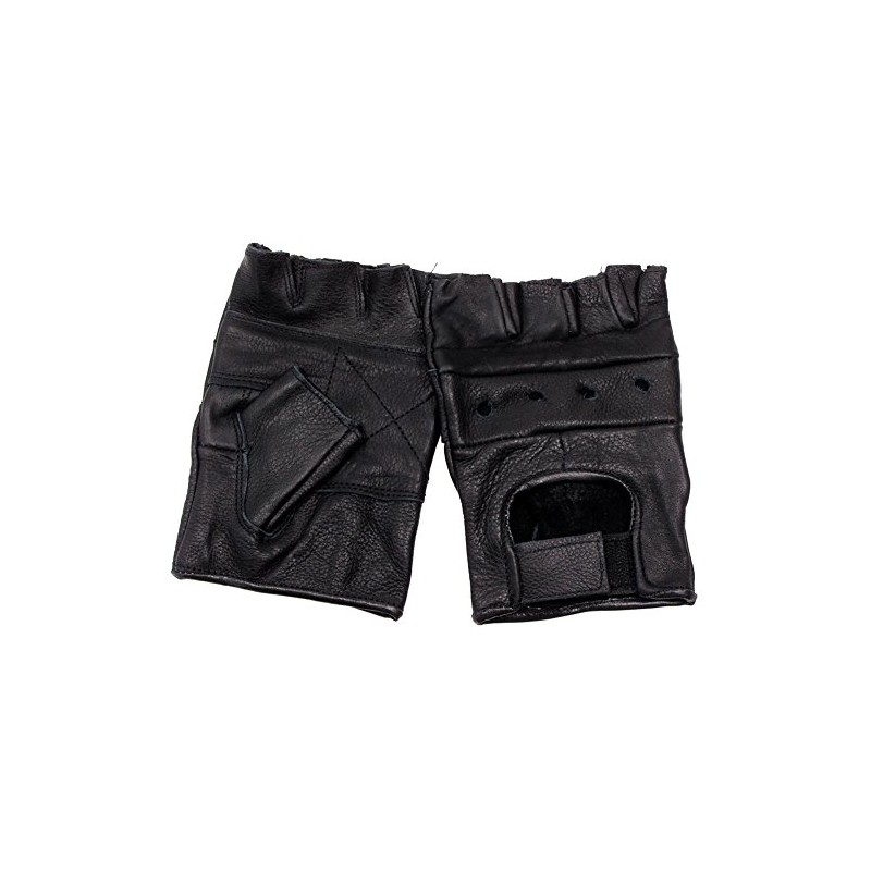 Fingerless Leather Cycle Biker Gym Gloves Cycling Bodybuilding Black SIZE