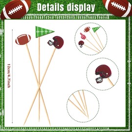 KIGEAPUEL 100 Pcs Football Cocktail Picks 4.7 Inch Decorative Sports Ball Football Picks for Appetizers Fruit Toothpicks Fruits Sandwich Buffets Party Decoration(Football)