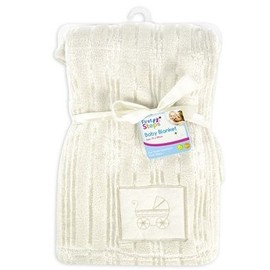 Luxury Soft Cute Baby Blanket Embroidery design 30° Washable 0months+ - Cream