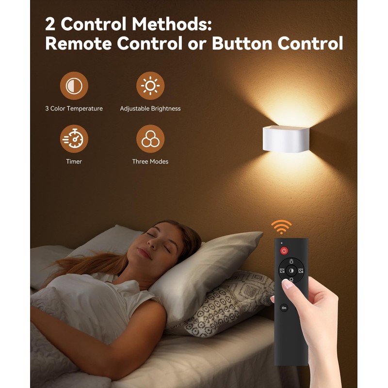 LOLEDS Battery Operated Wall Sconce, 5500mAh - 4 Pack Motion