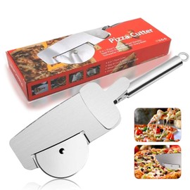 Magicdo 4 in 1 Pizza Cutter Stainless Steel Pizza Cutter for Home - Super Sharp, Easy to Clean, Dishwasher Safe