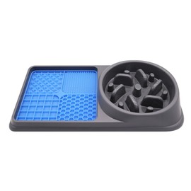 2 in 1 Slow Feeder Dog Bowls and Licking Mat Avoid Choking Tip Proof Antislip Bottom Dog Food Bowl with Lick Pad for Cats