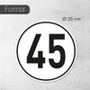 iSecur 45 km/h sticker, size diameter 20 cm, speed sticker,
