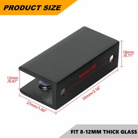 MOOCHE Pack of 4 Glass Clamp for Wall Mount - 5.5 cm Sturdy Glass Shelf Holder Glass Holder Shelf Holder with Curved, Glass Plate Holder for 8-10 mm Thick Glass, Black