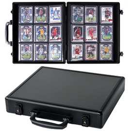 Azamou Toploader Binder for Trading Cards, Hard Cases, Holds 216 Toploaders, 9 Pocket Sleeves for 3" x 4" Cards (Black)