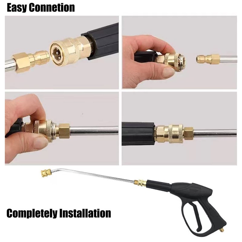 2Pcs Pressure Washer Extension Wand, Extension Lance (13.4"/34cm) + 30°Curved
