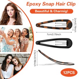 12 Stück Haarspangen 7cm Mädchen Haarschmuck Metall Haarklammern Haarnadeln Snap Haar Clips Vintage Haar Accessoires für Kinder und Damen (Schwarz und Schildkröte)