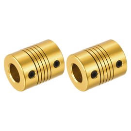 QUARKZMAN 2 pieces 8 mm to 10 mm aluminium alloy shaft coupling L25 x D20 flexible coupling for encoder and motors, golden