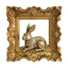 Rabbit Wall Decor with Gold Frame, Baroque Resin Bunny Wall
