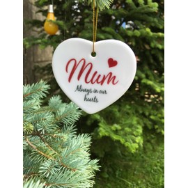 Christmas Remembrance Ceramic Heart Tree Decoration 8cm x 7cm (MUM)