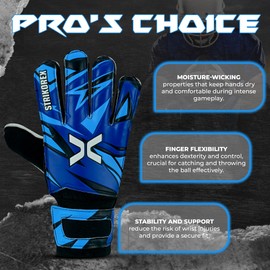 StrikoreX Goalie Gloves for Kids & Youth with pk Palm, Strong Grip Children & Boys Soccer Football Gloves (White, 7)