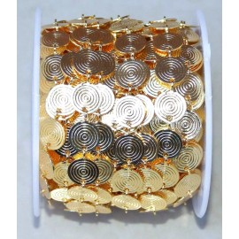 Gold Plated Spiral Coin Shaped Chain, Necklace Chain, Bulk Chain, Jewelry