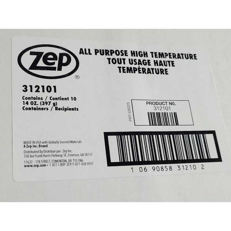 Zep 14 Oz High Temperature Grease Cartridge Green 312101 QTY