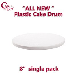 Cakebon Cake Boards Plastic - 8 Inch White Drums 1-Pack - Professional Cake Round