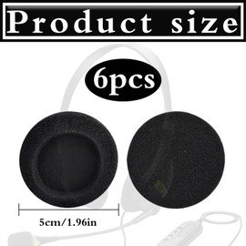 Pack of 6 Headphones Ear Pads, Foam Pads, Ear Pads, Ear Pads, Headphone Pads, Replacement Ear Pads, Foam Ear Cushions, 50 mm Black Replacement Earpads Audio Headphones