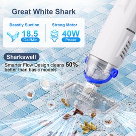 Sharkswell (2025 Upgraded) Cordless Pool Vacuum with Telescopic Pole, 60 Min Powerful Suction & Transparent Head, Rechargeable Handheld Cleaner for Above Ground Pools, Inground Pools, Hot Tubs and Spa
