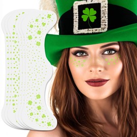 MEICOLY St Patricks Day Accessories,St Patricks Day Temporary Tattoos Stickers for Kids,Green Accessories for Women,Shamrock Stickers,Saint Patricks Day Green Makeup,Glitter Freckles Face Tattoos,6Pcs