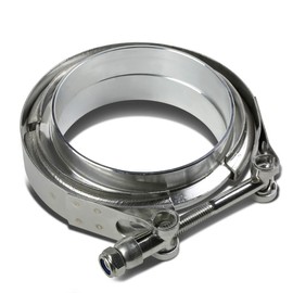 DNA MOTORING 3.5" Zinc-Coated Stainless Steel V-Band Clamp with Aluminum Flange Male Female For Turbo, Downpipes, Exhaust Systems, VCF-35-ALU