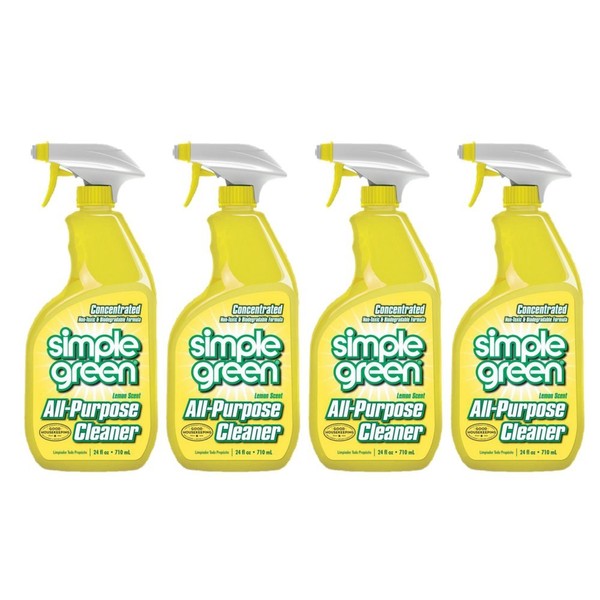 Simple Green 14002 Lemon Scent All-Purpose Cleaner, 24oz Trigger Spray, Pack of 4