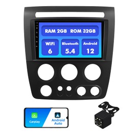 2+32G Android 12 Double Din Car Stereo for Hummer H3 2005-2010 with 9 Inch Touchscreen Radio Built-in Wireless Carplay/Android Auto/GPS/Bluetooth/FM/AUX-in/Steering Wheel Controls/Backup Camera