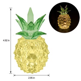 COVEGE Glass Pineapple Lamp - Light Yellow Pineapple Light for Living Room, Pineapple Fairy Lights, Glass Table lamp, Battery Operated Led Night Light for Kids Room, Bedroom, Home Decoration