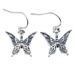 Handgefertigt 925 Sterling Silber Filigrane Schmetterling Ohrringe, Süße Geschenkidee für Frauen mit Geschenkbox, Boho Schmuck inspiriert von Natur (Ohrhaken).