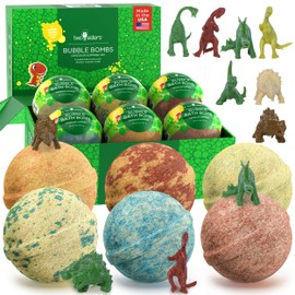 Dinosaur Bath Bombs for Kids with Surprise Dino Toys Inside (6 Pack) - Large Bubble Bath Bombs for Boys and Girls - USA Made, Fruity Scents, Children and Teen Gift Ideas by Two Sisters