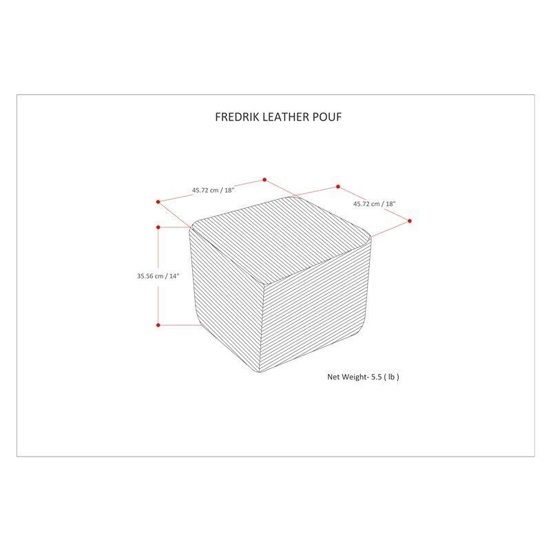 Simpli Home Fredrik Boho Square Pouf in Dark Blue Woven