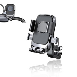 Runshu Bike Phone Mount, One-Hand Operation, 360° Rotation, Universal for 4-6.9" Phones, Handlebar Attachment for Bicycle, Motorcycle, Scooter, ATV, Stroller, Spinning Bike