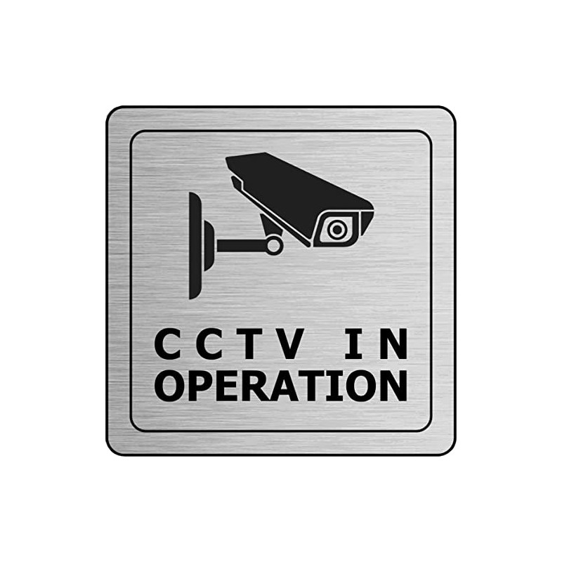 CCTV IN OPERATION Brushed Silver Metal Square Sign For Businesses