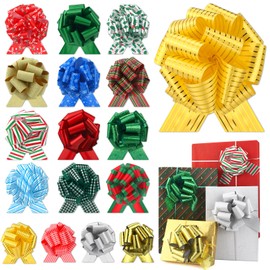 16 Pcs Christmas Bow for Gift Wrapping Presents Wrap Ribbon Pull Bows Bouquet Basket Bottles Wedding Valentine Party Easter Bikes Treats (A)