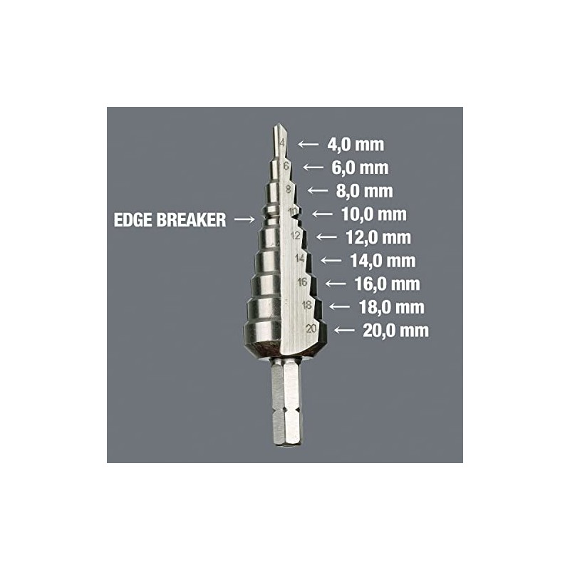 Wera 05104672001 Stepped Driller-Bit 843 4-20 mm, Silver
