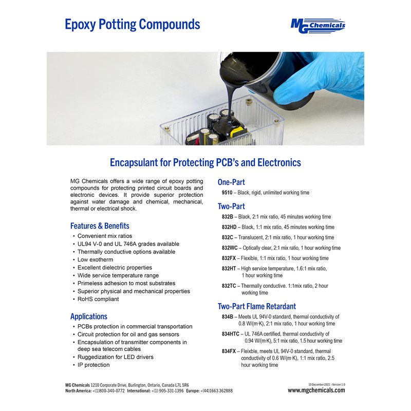 MG Chemicals 832C Translucent Epoxy Encapsulating & Potting Compound for