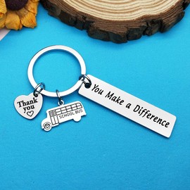 Huwujiu School Bus Driver Gifts You Make A Difference Keyring Thank You Gifts for Bus Driver End of the School Year Gift Back to School Gift Bus Driver Gifts for Men Women