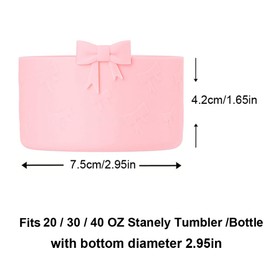 LUOTIVON 1Pcs Pink Bow Protective Cup Boot for 20 30 40oz Cup Bumper, Silicone Tumbler Bottom Sleeve Cover Accessories