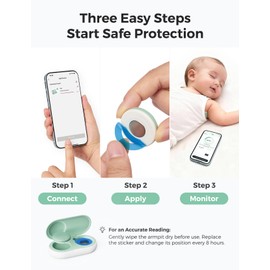 Momcozy Wearable Digital Thermometer for Baby, Medical-Grade Accurate Smart Thermometer, Instant Reads, APP Real-time Monitoring for Infants & Kids, Hypoallergenic 3M Stiker,Bluetooth, Green