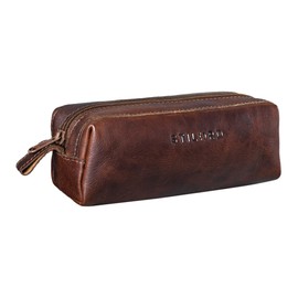 STILORD Linus Leather Vintage Men's Women's Pencil Case Square Buffalo Leather Case, Florida - Brown, Cosmetic bag