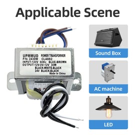 24V Power Transf or mers INPUT120V-AC toOUTPUT 24V-AC Transformer Center Tapped CT 12V-0V-12V 30W Replacement fits24V Transformer, compatibleirrigation, Lawn Sprinkler, Controller for Most Models