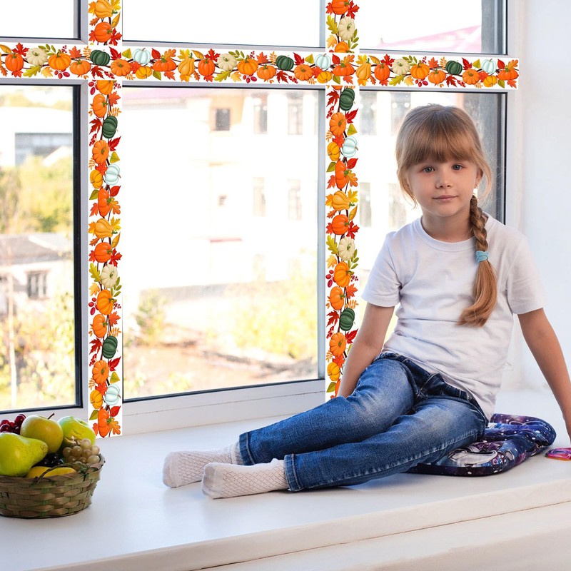 Lucleag 65.6 Ft Fall Pumpkin Bulletin Board Border, Self-Adhesive Pumpkins