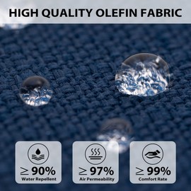 Sundale Outdoor Olefin Deep Seat Cushion, Patio Chair Cushion and Pillow, Water-Resistant Sectional Sofa Pad with Straps Dark Blue, 23 x 26 x 6 Inches