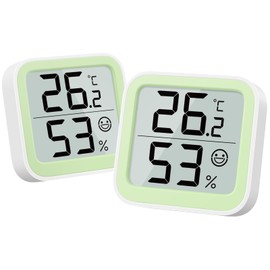 NOKLEAD Thermometer Humidity Meter Indoor Mini Hygrometer Monitor Room Temperature Meter with Face Symbol Comfort Display ℃/℉ Switch for Baby Room, Greenhouse, Office (Green)