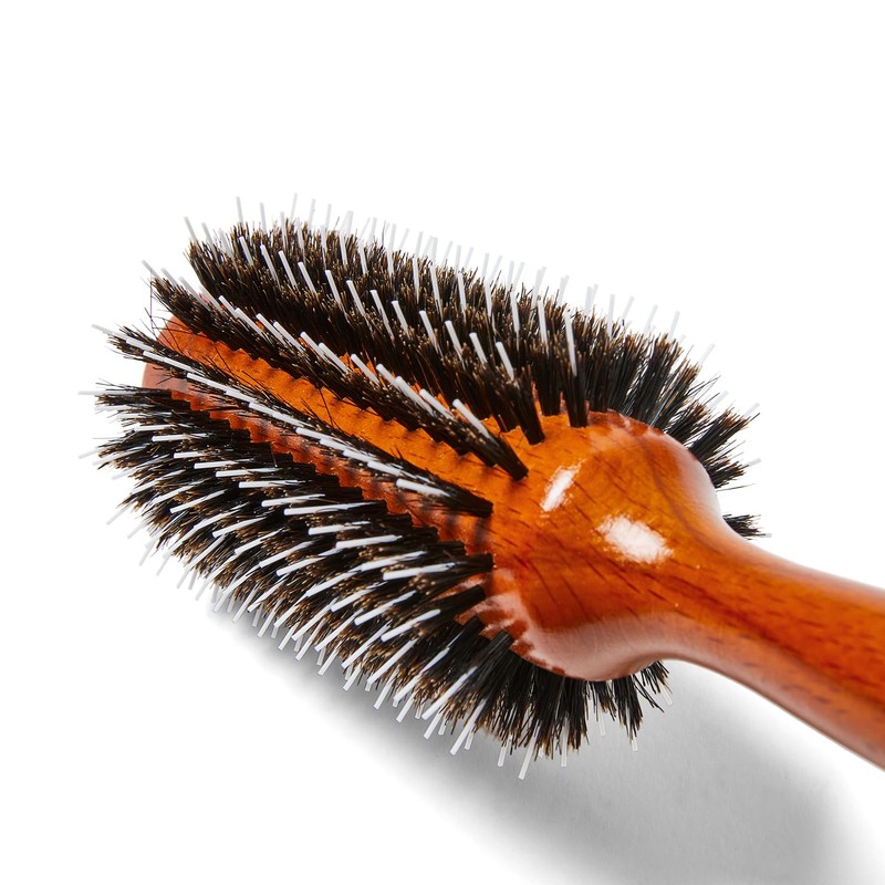 Ion Golden Wood Boar Bristle Round Brush Large, Salon Blowout,
