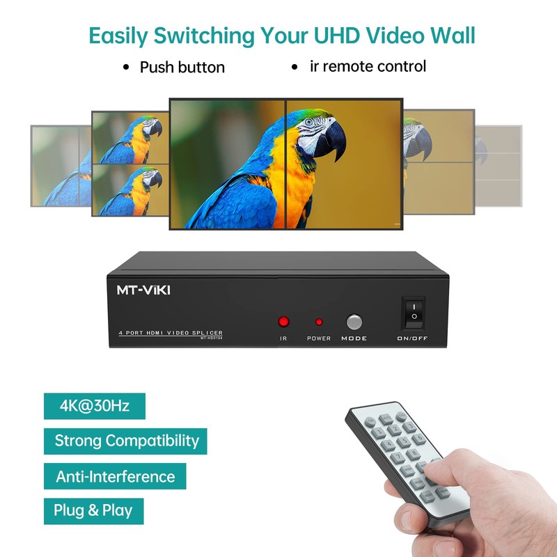 MT-VIKI 4K Video Wall Controller 2x2, Support 4K 30Hz HDMI