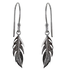 LES POULETTES BIJOUX - Silver Rhodium Earrings Small Feather, Sterling Silver