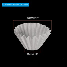 PATIKIL 1-2 Cup Basket Coffee Filters White Paper Filter 6.1x1.8 Inch Drip Coffee Makers Universal Disposable Brewing for Cafe Office Home, Pack of 100
