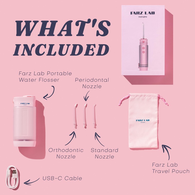Water Flosser [Pink Mini Cordless Portable Travel] Water Teeth Cleaner